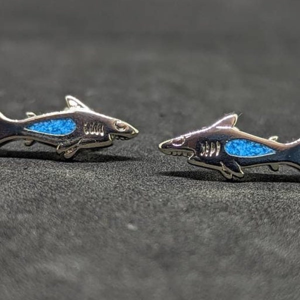 Shark Stud Earrings, Silver Plated Shark Earrings, Great White Shark Earrings