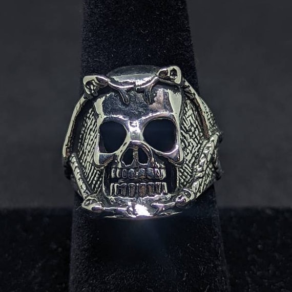 Vintage G &S Skull Snake Biker Ring, Vintage Bike… - image 1