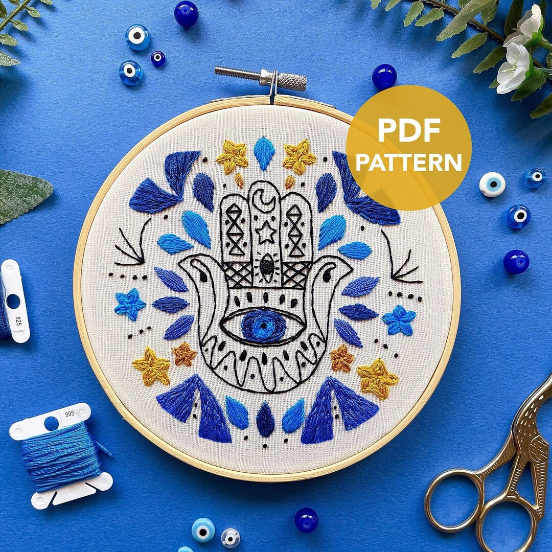 Hamsa Embroidery Pattern PDF Hamsa Wall Art Hamsa Wall Etsy