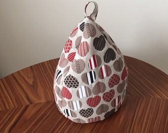 Eco friendly Linen Fabric Door Stopper with hearts print, WITH Buckwheat Hulls Filling, Mother's day gift