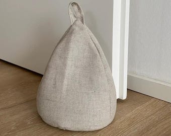 Natural Linen Teardrop Door Stop with Buckwheat Hulls Hygge Home Decor