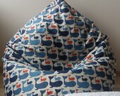 Blue whale bean bag chair for kids - Natural linen beanbag cover - Big floor pillow - Eco friendly pouf - With insert - Fill is not included