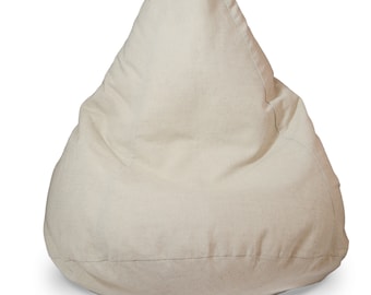 Minimalist stuffed animals storage bean bag chair, Large Rustic Beanbag cover with zipper only, Scandinavian Style Floor Pillow, No Filler