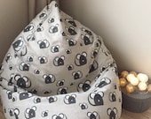 Cute rat bean bag chair, Rustic natural beanbag cover, Pet rat mom gift, Linen mouse floor pillow seating, With cotton insert, No Filler