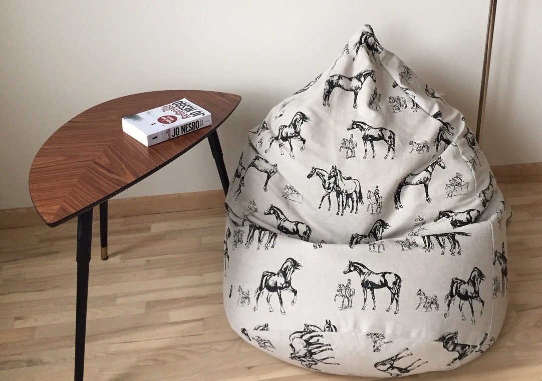 Black Cat Adult Bean Bag Chair Linen Cover, Cat Lover Gift
