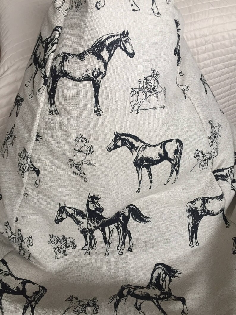 Black Horse Bean Bag Chair Natural Linen Beanbag Cover Etsy