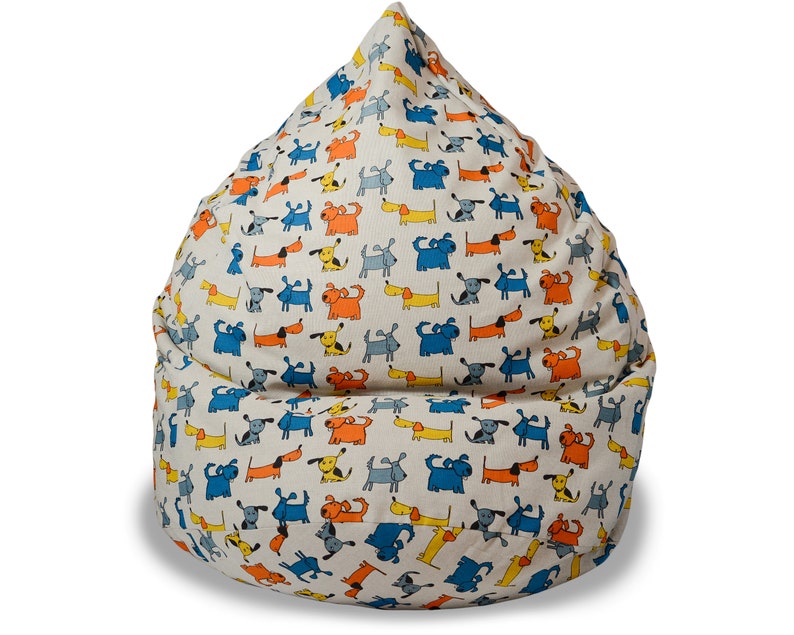 Kids Bean Bag Chair With Dogs Dog Lover Gift Natural Linen Etsy