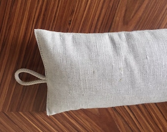 Minimalist Linen draft door stopper with buckwheat hulls filling, Fabric window draft stop, Rustic door snake