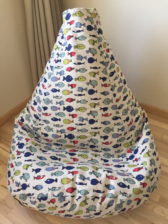 Buy Adult Bean Bag Chair With Tropical Fish Print, Eco Friendly