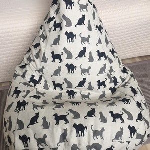 Schwarze Katze Stofftier Lagerung Sitzsack, Leinen Sitzsack Bezug nur mit Reißverschluss, Umweltfreundlicher Raumorganisator, Kein Füllstoff Bild 7