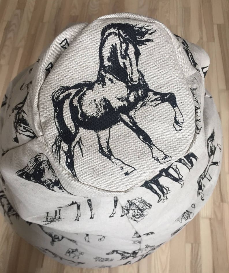 Black horse bean bag chair Natural Linen beanbag cover Etsy