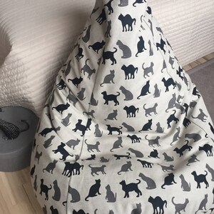 Schwarze Katze Stofftier Lagerung Sitzsack, Leinen Sitzsack Bezug nur mit Reißverschluss, Umweltfreundlicher Raumorganisator, Kein Füllstoff Bild 4