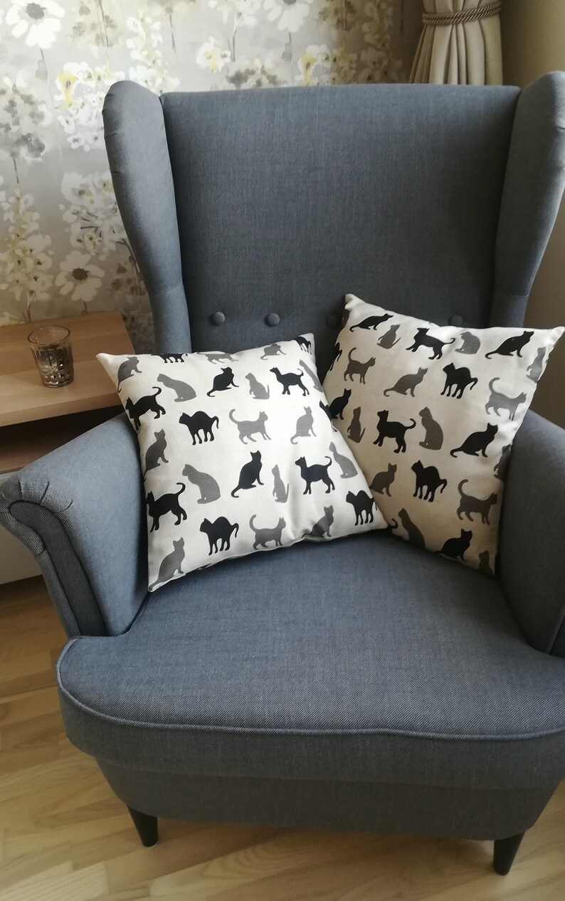 Black kitty cat throw pillow Cat lover gift Eco friendly Etsy