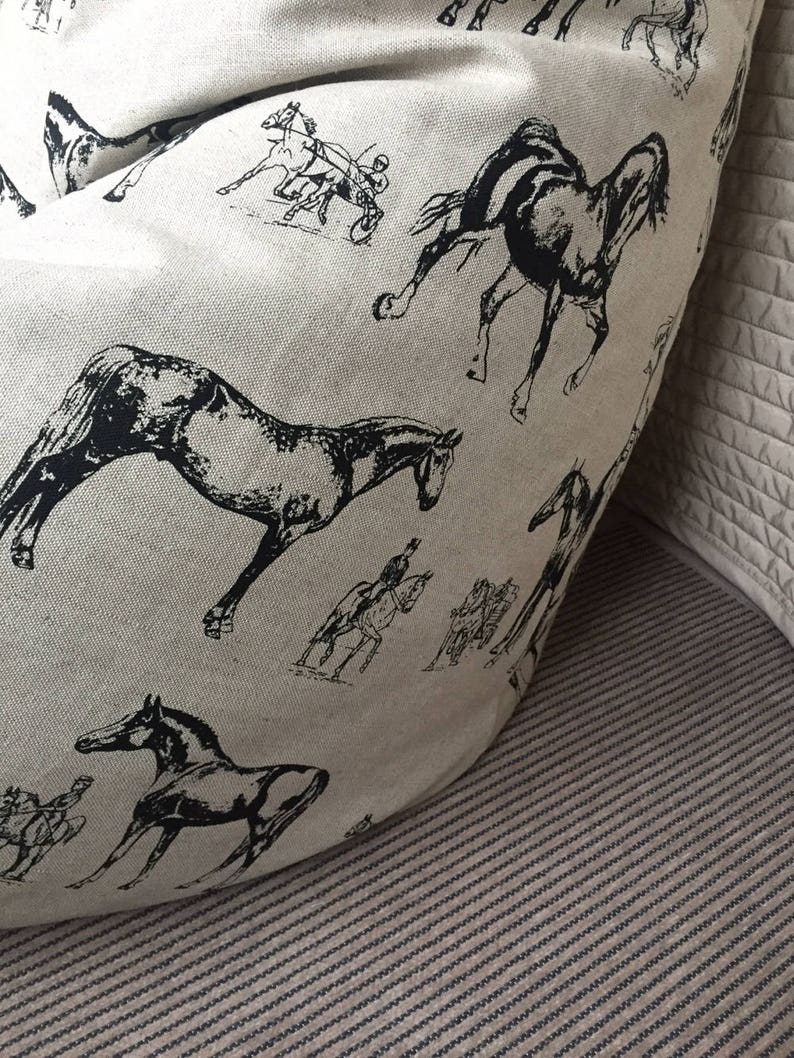 Black Horse Bean Bag Chair Natural Linen Beanbag Cover Etsy