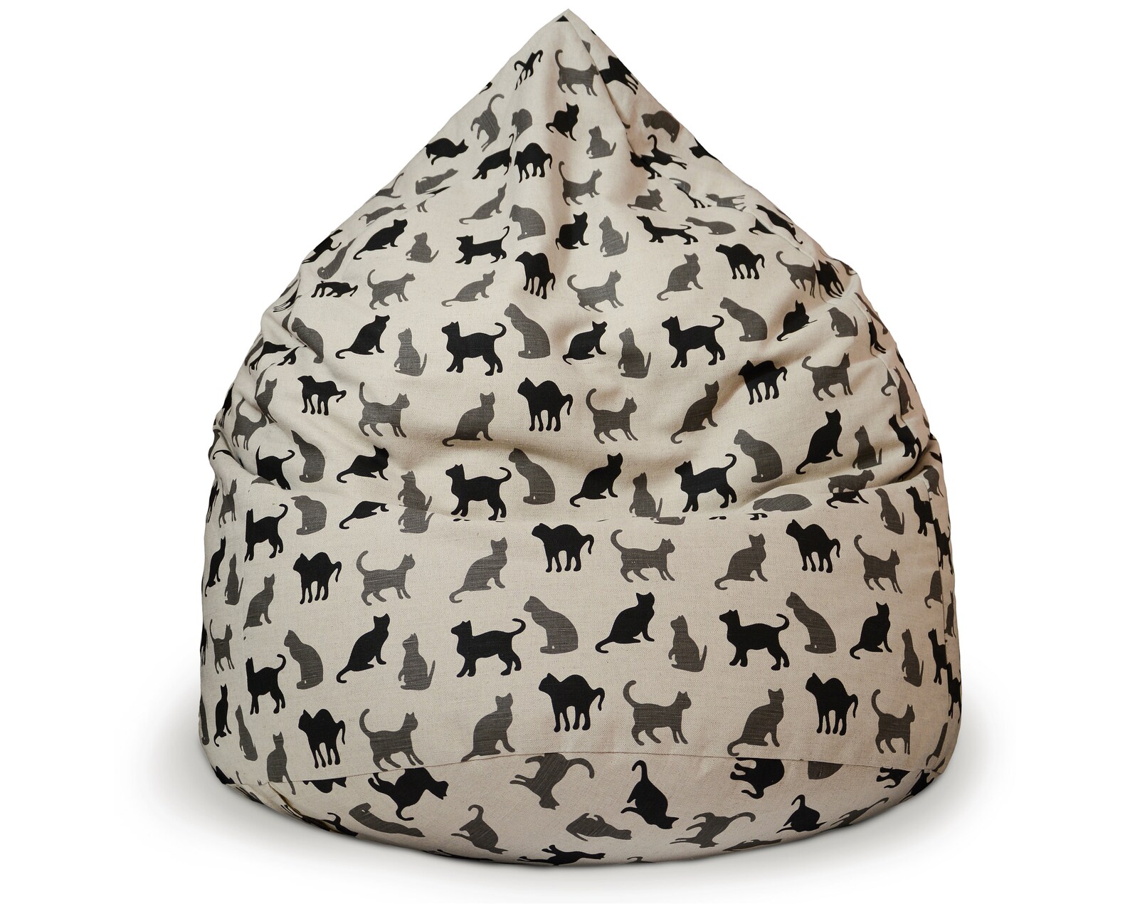 Black kitty cat bean bag chair linen Monochrome cover Cat Etsy