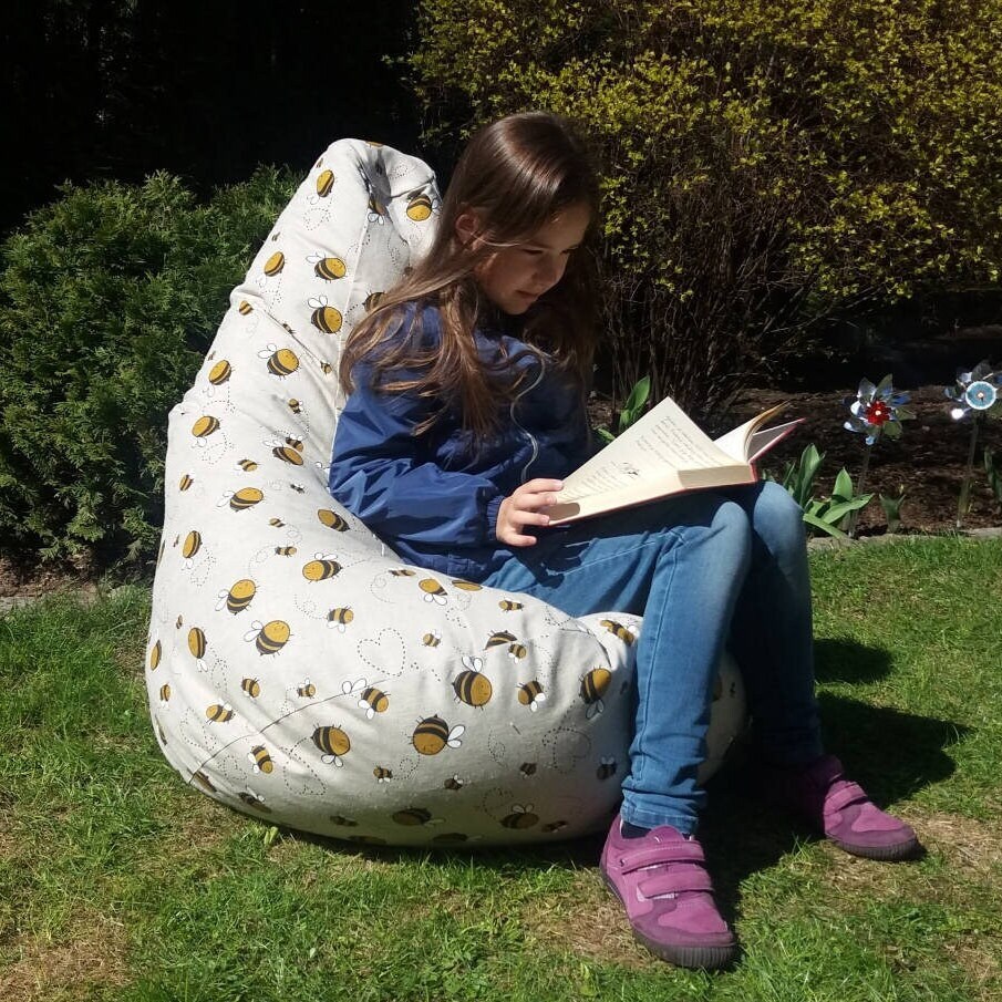 Bumble Bee Bean Bag Chair Eco Friendly Linen Beanbag Cover Kids