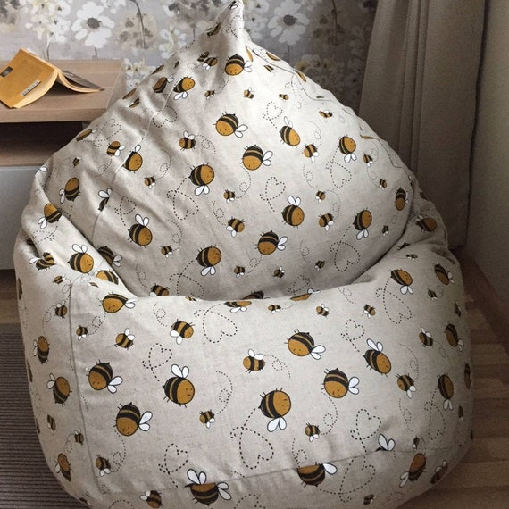 Adult Bean Bag Chair, Comfy Bumble Bee Beanbag, Eco Friendly