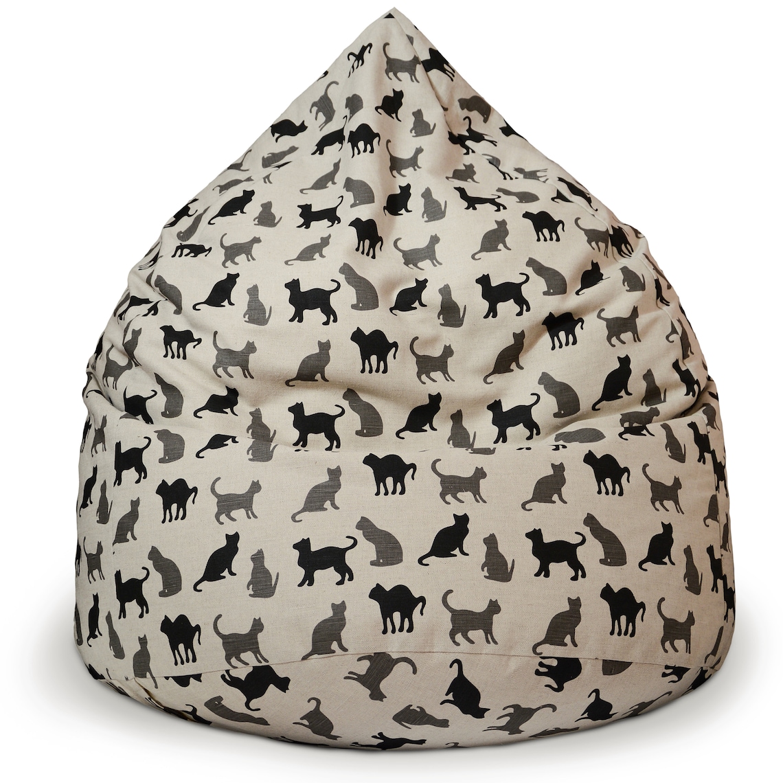 Black cat bean bag chair linen cover Cat lover gift Eco Etsy