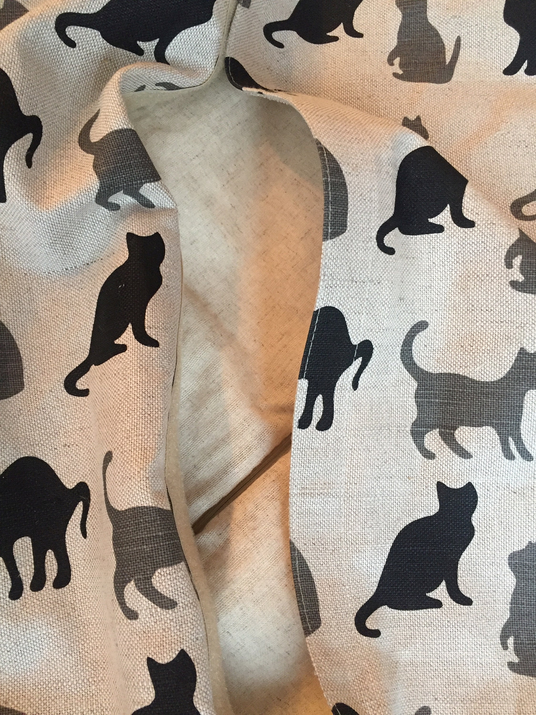 Black kitty cat bean bag chair linen Monochrome cover Cat Etsy