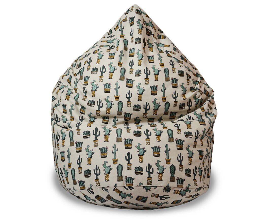 Eco Friendly Bean Bag Chair With Mini Cactus Print Beanbag Etsy