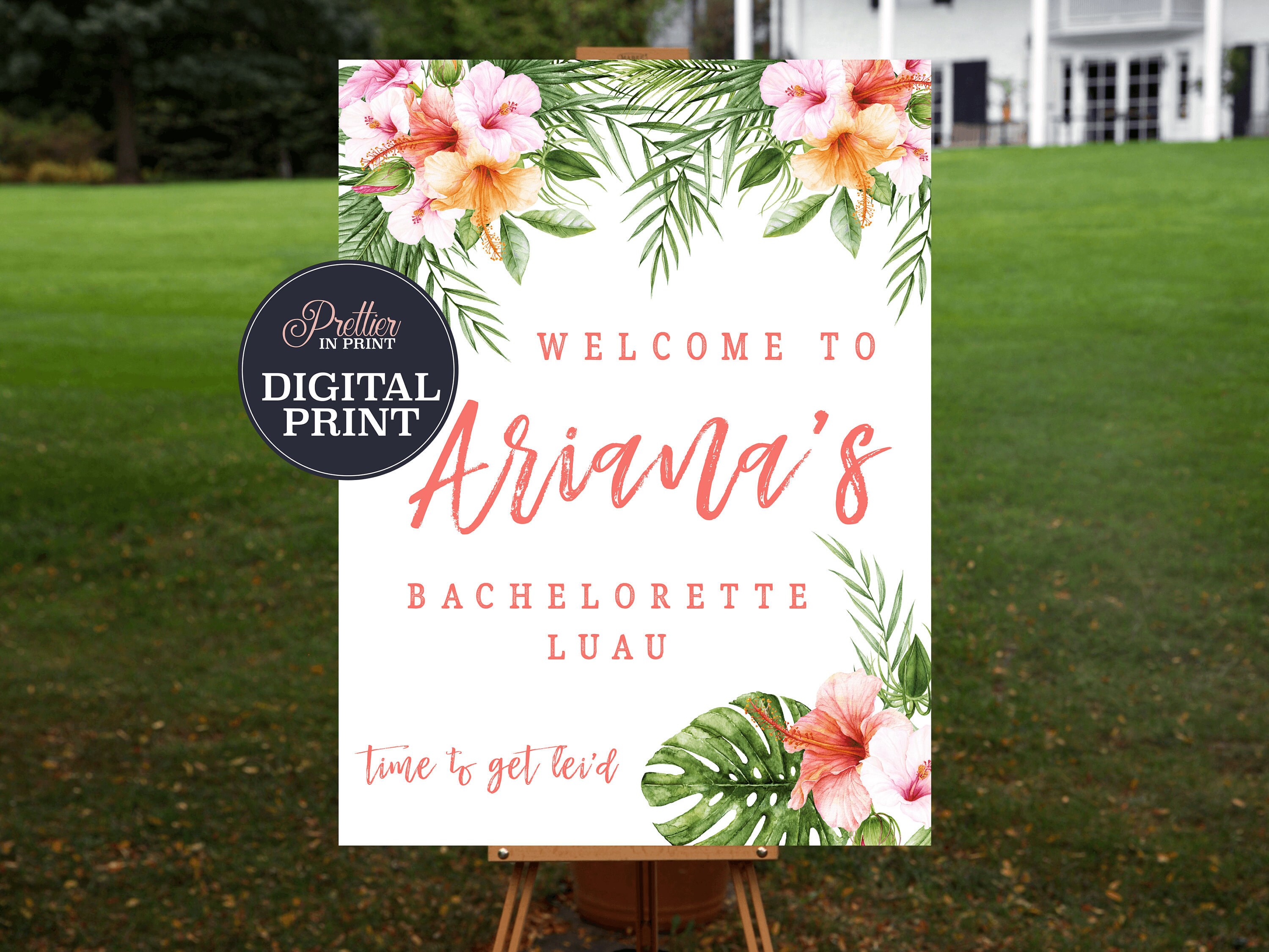 Luau Party Sign PRINTABLE Welcome sign Hawaiian Tropical | Etsy