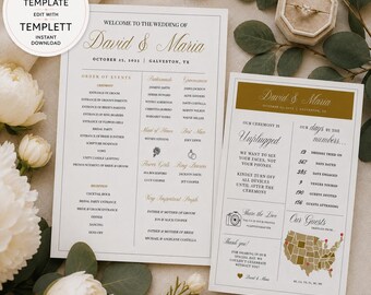 Wedding Itinerary Template, Wedding Program, Wedding Timeline, Reception Timeline, Bridal Party, Wedding Weekend, Editable Itinerary