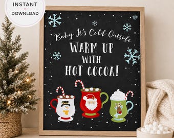 Hot Cocoa Bar Sign | Personalized Winter Hot Chocolate Station Decor | Custom Cocoa Bar Sign | Holiday Hot Cocoa | Baby It's Cold Outside