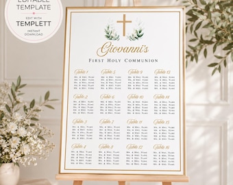 First Communion Seating Chart Sign | Communion Seating Chart | Gold First Communion Seating | Gold First Holy Communion Sign | Seating Plan