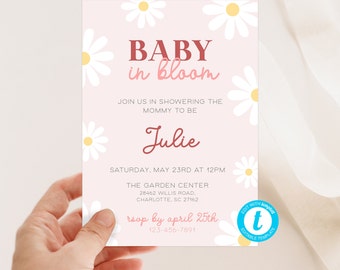 Baby in bloom baby shower invitation, baby in bloom shower, baby girl baby shower, garden baby