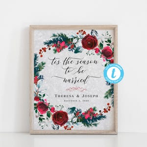 Christmas Wedding Sign Template, Winter Welcome Sign, Christmas Party, Winter Wedding, Tis the Season to be Married