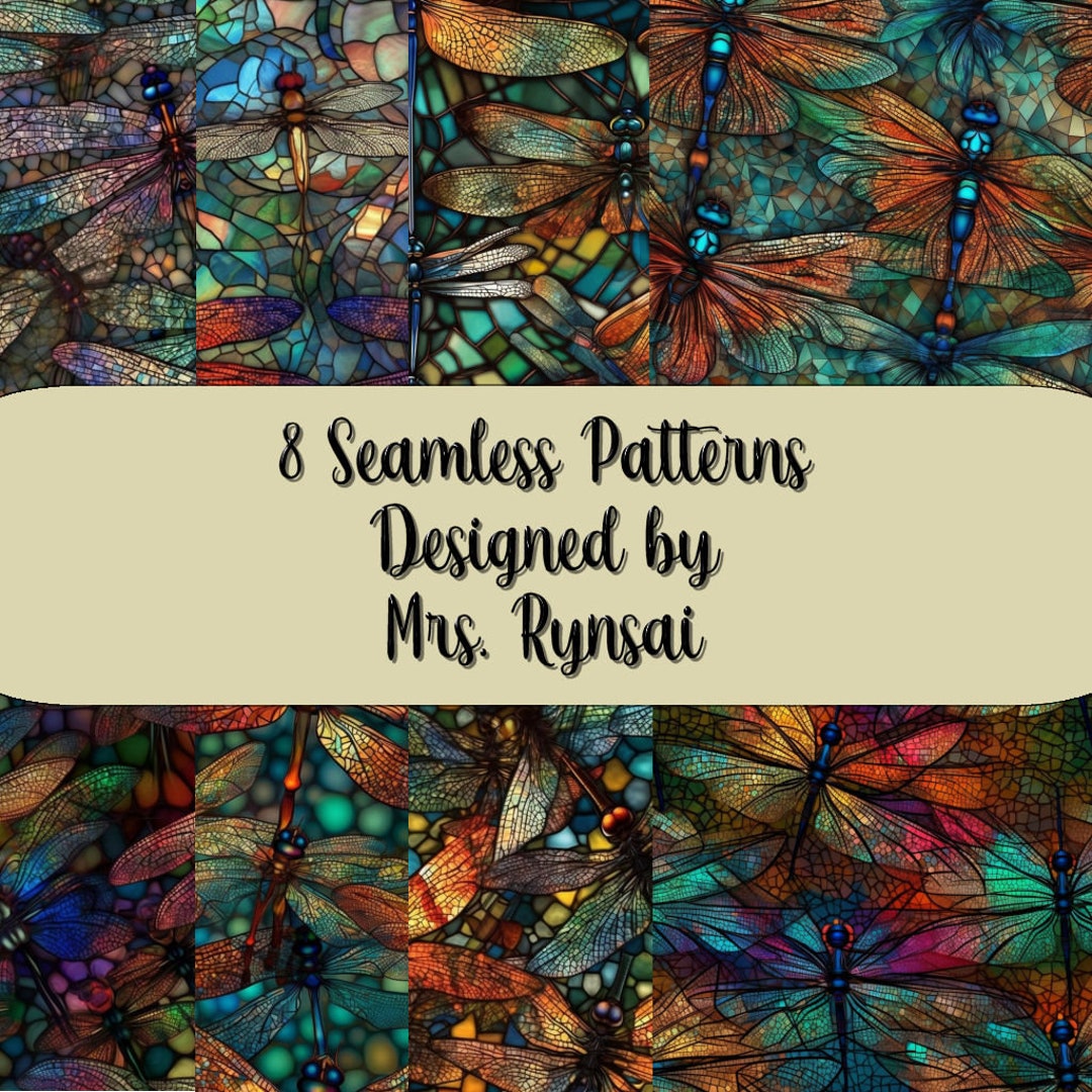 Dragonfly Smocking Pattern Stained Glass Dragonflies Seamless Patterns - Etsy
