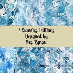 Blue White Marble Seamless Patterns