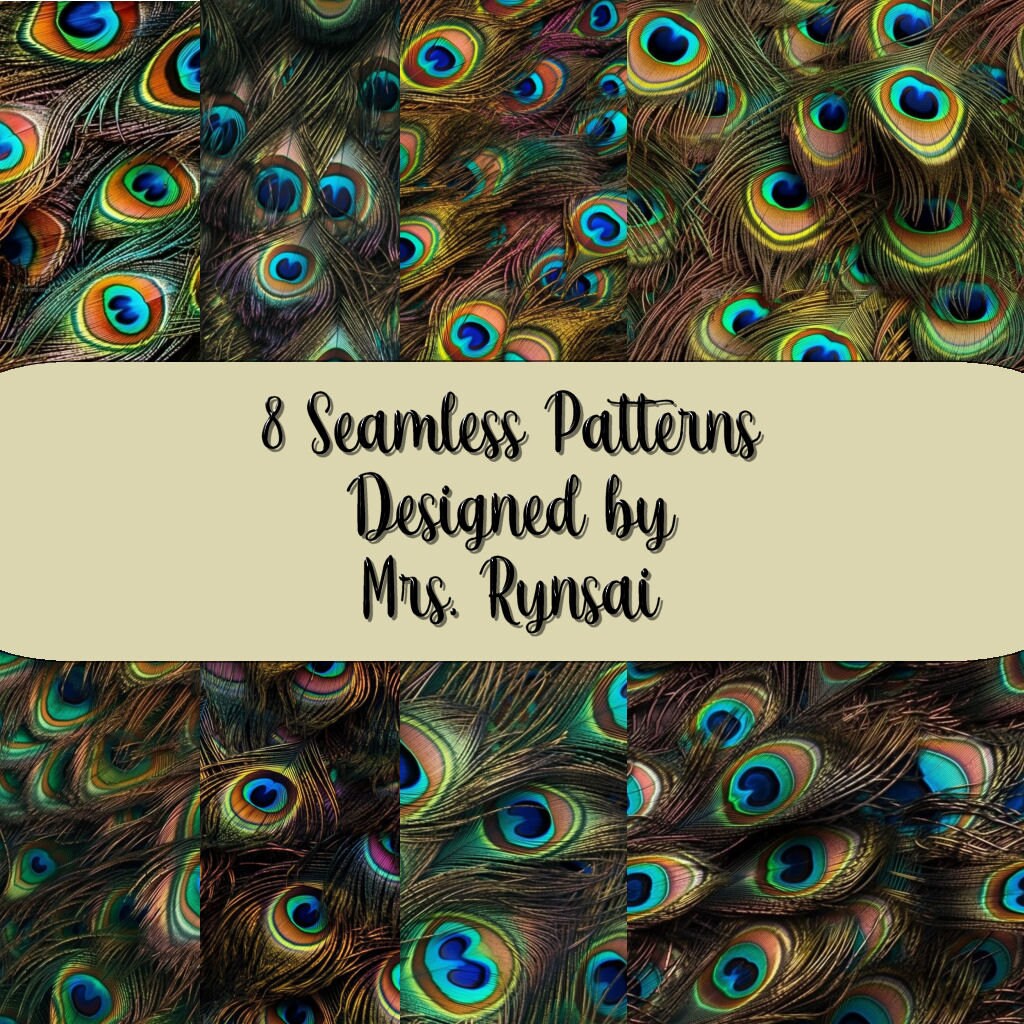 Peacock Feathers Seamless Patterns, image size:1024x1024