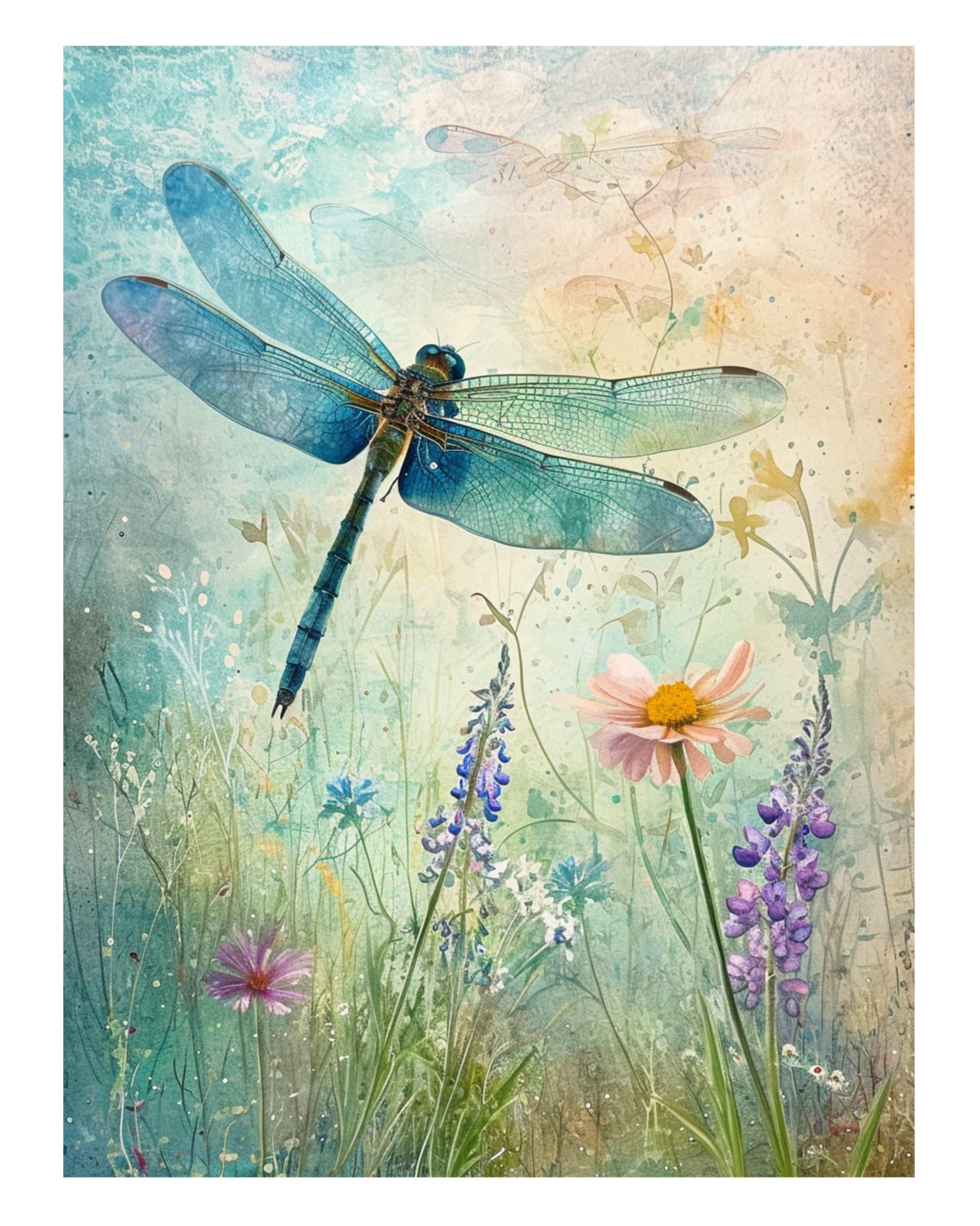 Dragonfly Art Set of 3 Images, 8x10 Home Decor Downloadable Wall Art ...