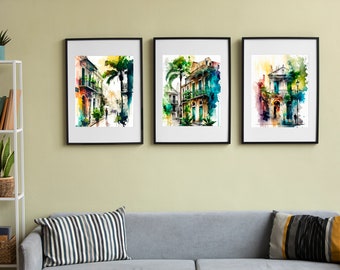 16x20" Set of 4 New Orleans Printable Wall Art, French Quarter Downloadable Art, Watercolor, Home Decor, Digital Art.
