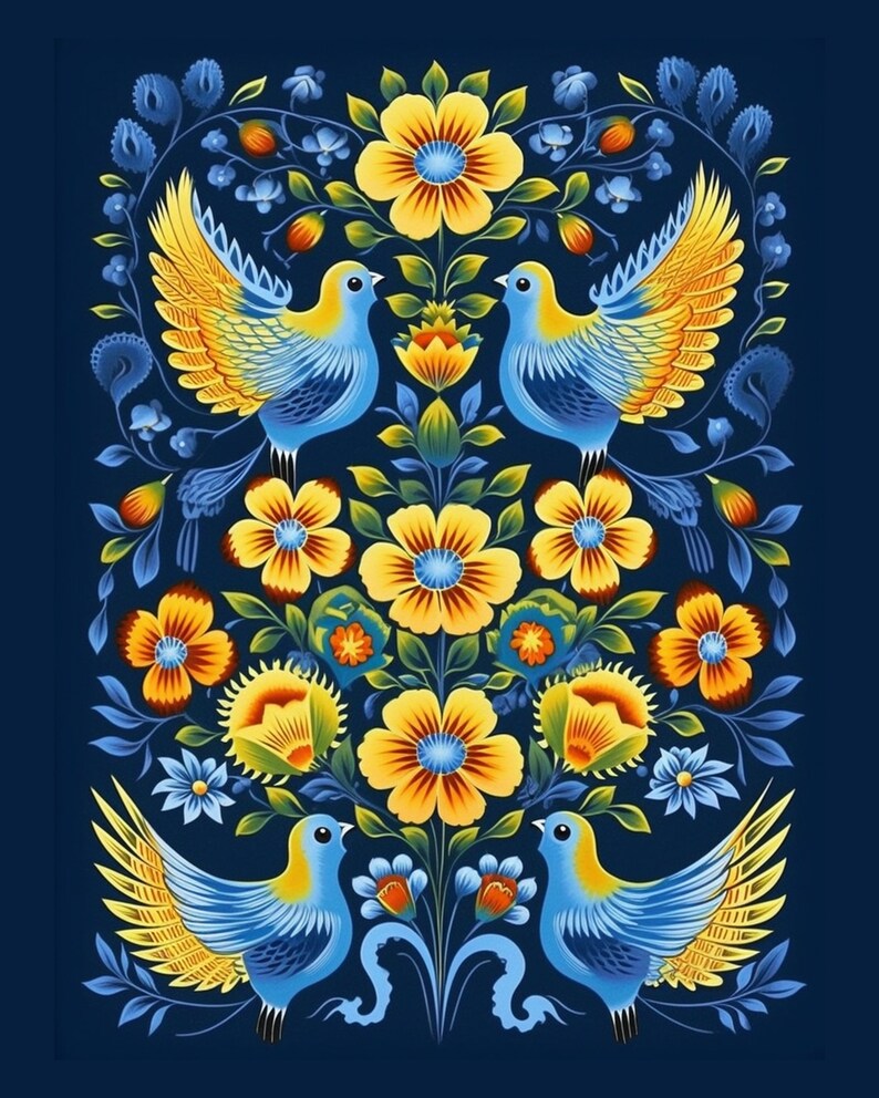 Ukrainian Folk Art Petrykivka Style Tree Of Life Printable Wall Art