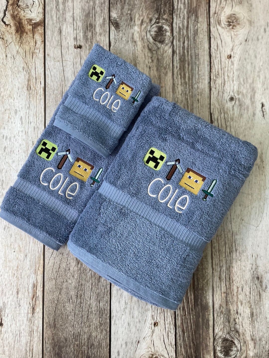 3 Piece Minecraft Towel Set Etsy