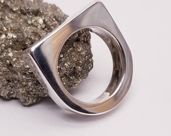 Contemporary Chunky Unisex Sterling Silver Ring.