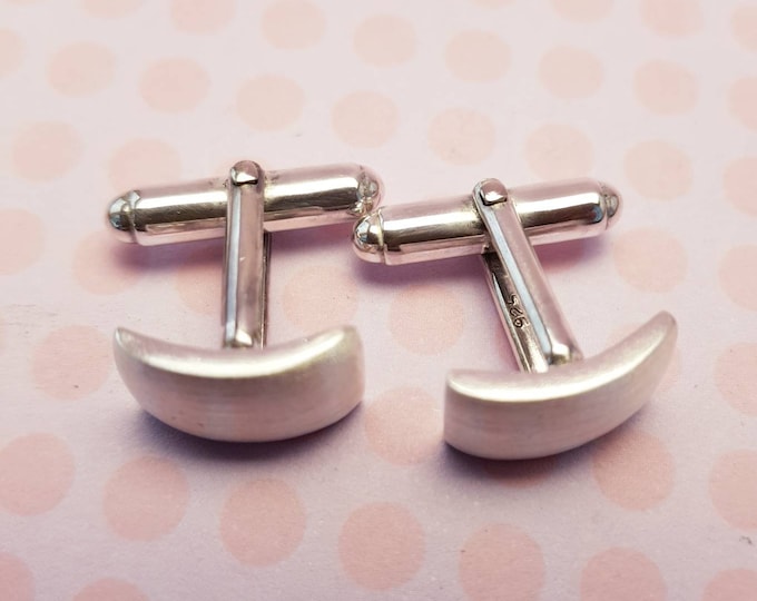 Handmade Sterling Silver Gents T-Bar Cufflinks withThick Solid Silver Curved Tops