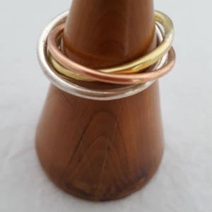 9ct Bague de mariage de style russe en or blanc, rose et jaune