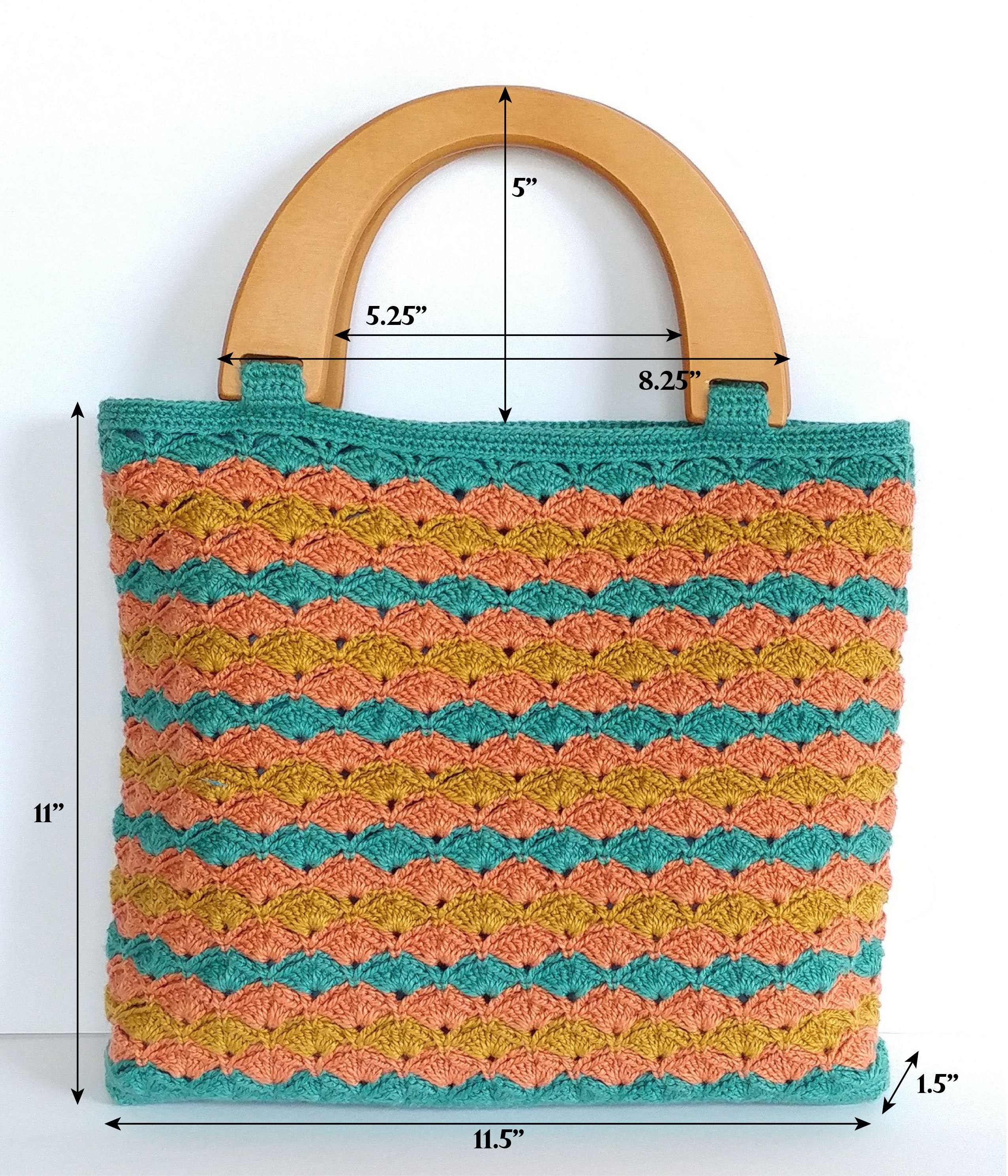 Multi Color Stripe Crochet Satchel Bag Etsy