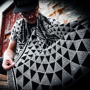 Geometric Psychedelic Rave Scarf // “Hedonic Hedrons” // Festival Pashmina Shawl, Ultra Soft Heady Scarf