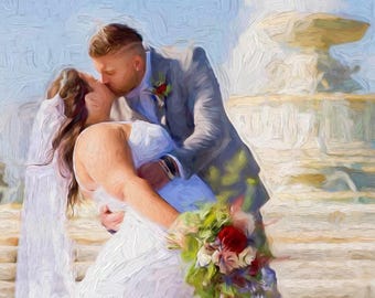 First Anniversary Gift, Custom Oil Style Portrait Painting, Personalized Wall Art, Paper Anniversary, Ready to Hang Present