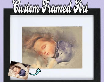 Custom Portrait, Framed Painting From Photo, Watercolor, Digital Painting, Custom Art, Custom Watercolor Frame Art