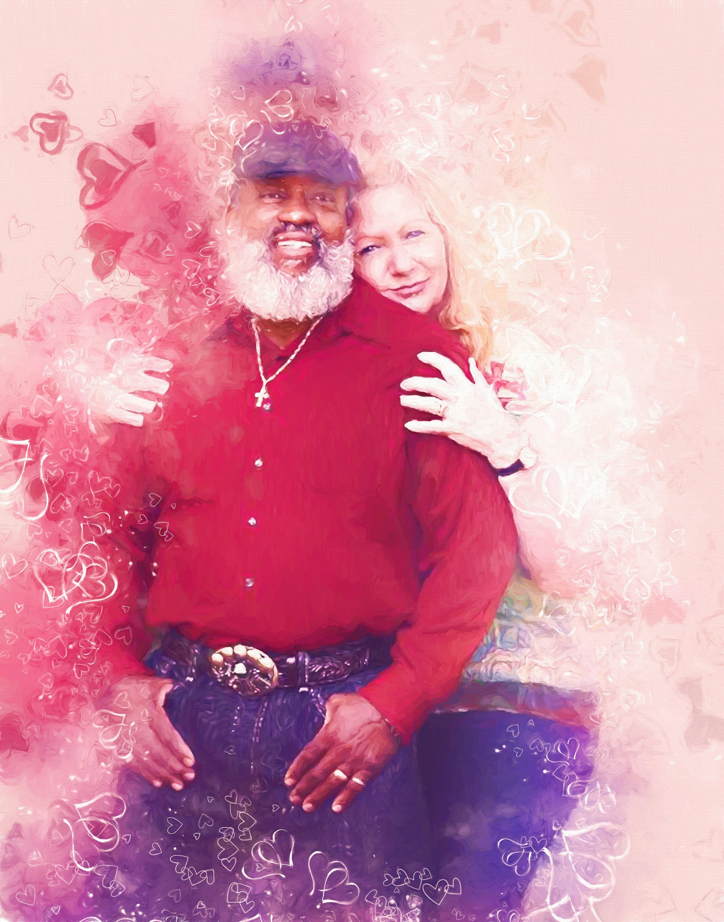 Couple Portrait Romantic Wall Art Digital Painting Couple Etsy