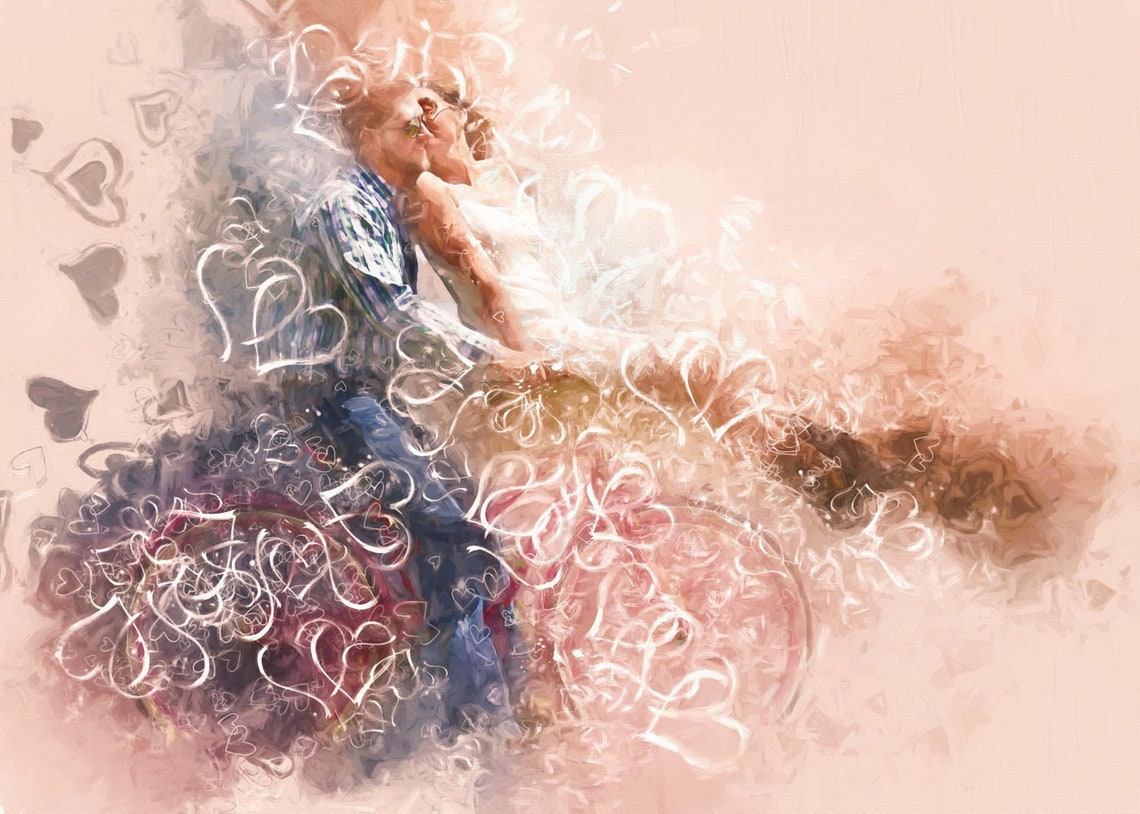 Couple Portrait Romantic Wall Art Digital Painting Couple Etsy