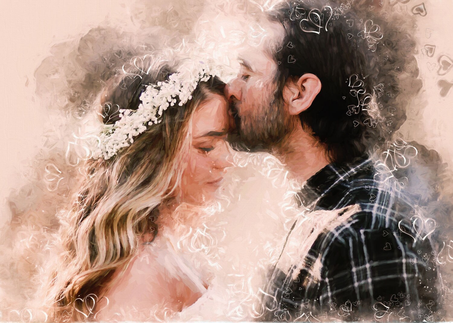 Couple Portrait Romantic Wall Art Digital Painting Couple Etsy