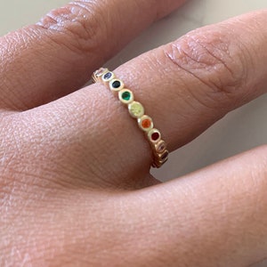 925 Sterling Silver Rainbow Band, Multicolor Ring, Colorful Ring, Sterling Silver Ring, Rainbow Child Ring, Love Ring, Modern Stones Ring