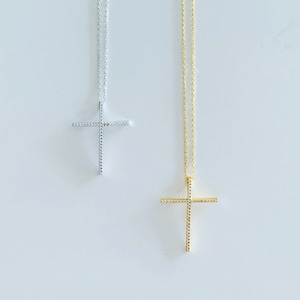 Sterling Silver Cross Necklace: Long Skinny Minimalist Jewelry