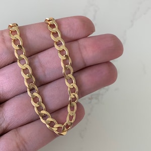 Flat Curb Chain• 18K Gold over Sterling Silver Chain•Curb Chain• Cuban Chain• Cuban Link Choker•Cuban Link Necklace•Gold Vermeill Necklace